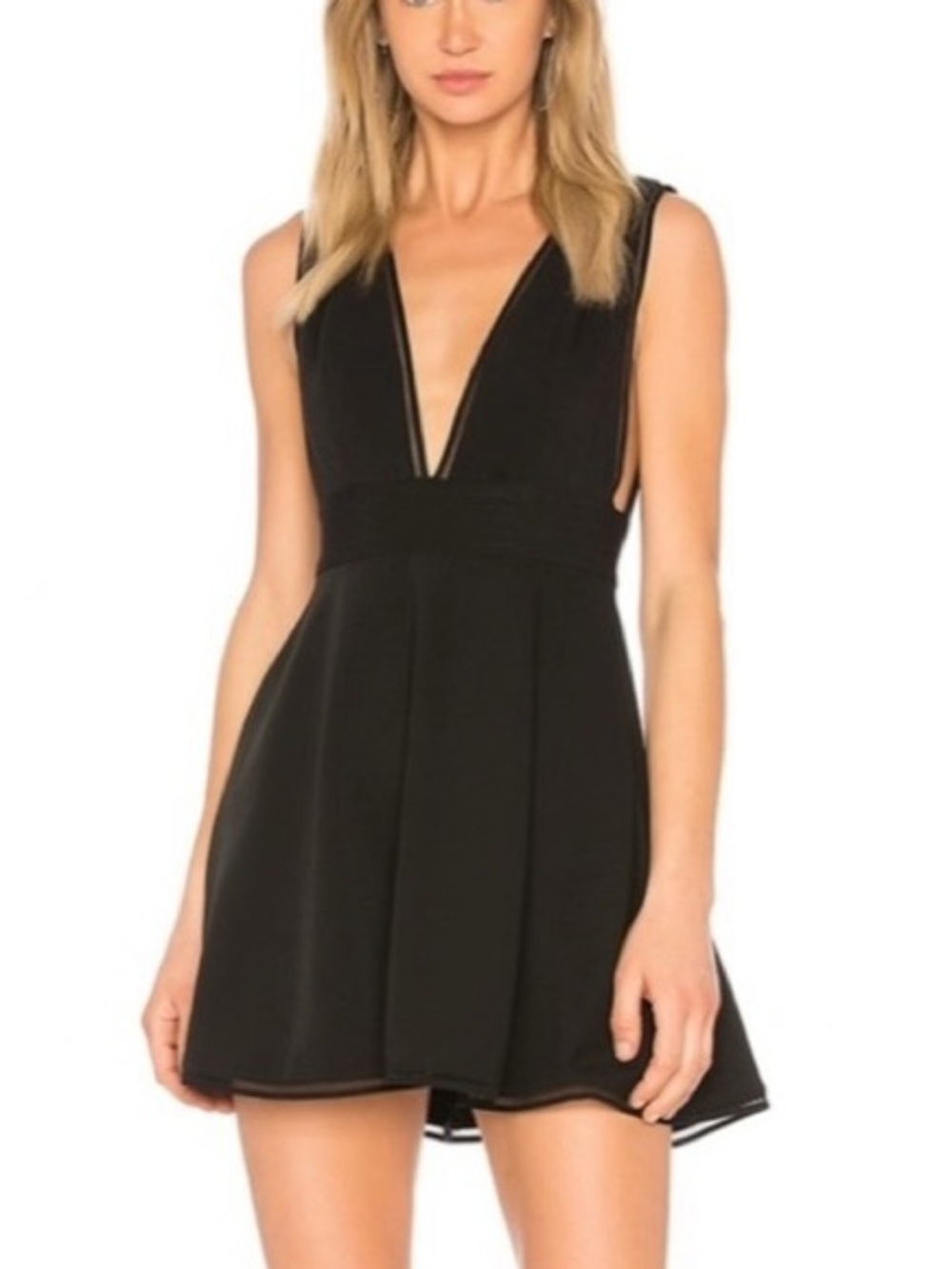 REVOLVE NBD Isaac Mini Dress Black V-Neck Sleeveless Fit & Flare LBD Party S